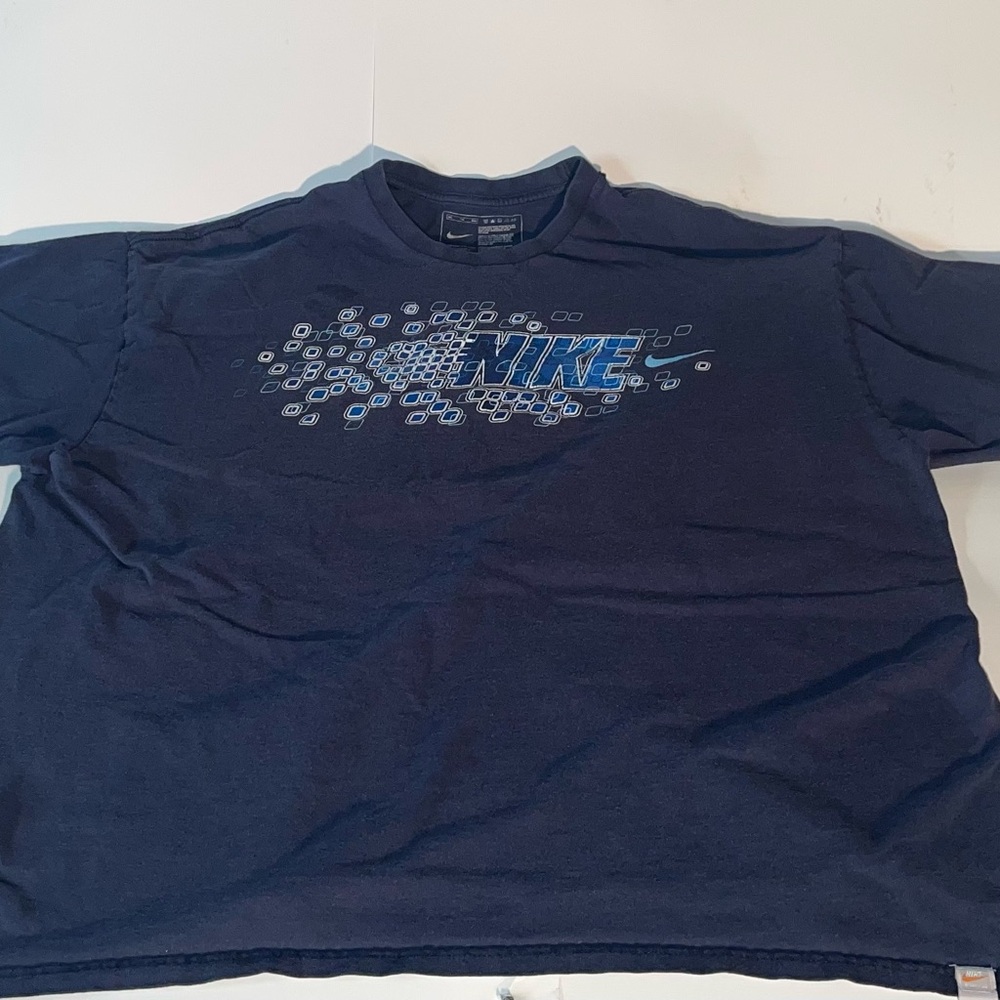 Vintage nike shirt mens 2XL Swim y2k swoosh graphic tee blue air spell out
